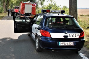 policjanci pracują na wypadku drogowym