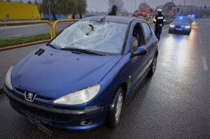 policjanci pracują w miejscu wypadku
