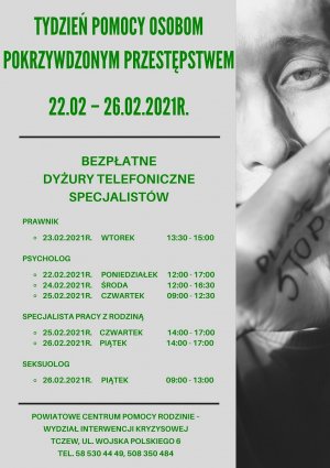 plakaty Tydzień Pomocy Osobom Pokrzywdzonym Przestępstępstwem