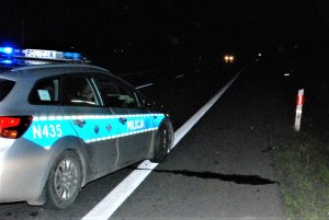 policjanci pracują w miejscu wypadku