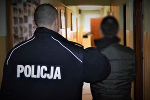 policjanci wykonują czynności z zatrzymanymi