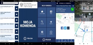zdjęcie poglądowe przedstawiające zrzuty ekranu z aplikacji &quot;Moja Komenda&quot;