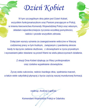 życzenia Komendanta Wojewódzkiego Policji w Gdańsku
