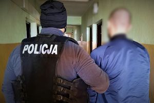 policjanci doprowadzają zatrzymanych