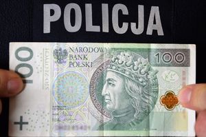 policjant trzyma banknot